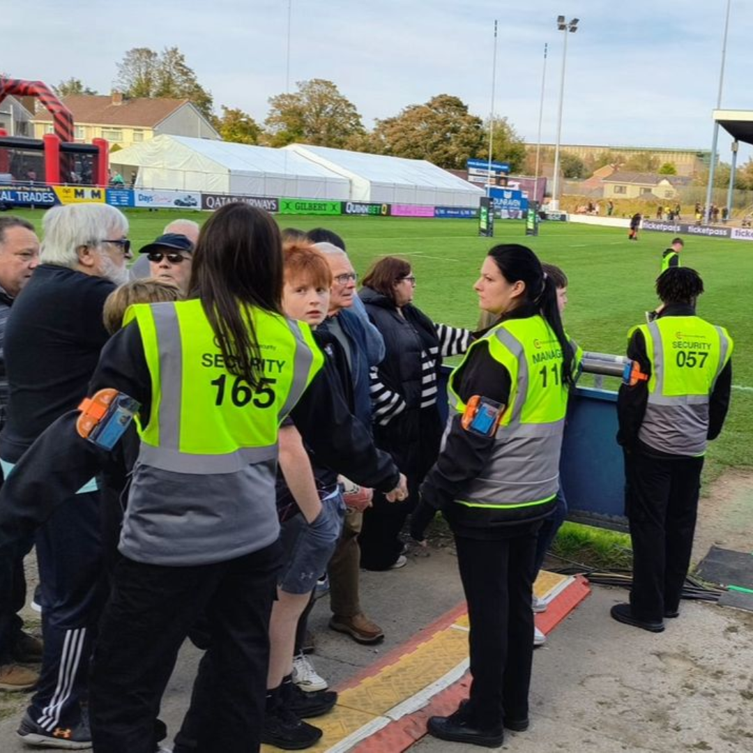 guarding officers at a sporting event