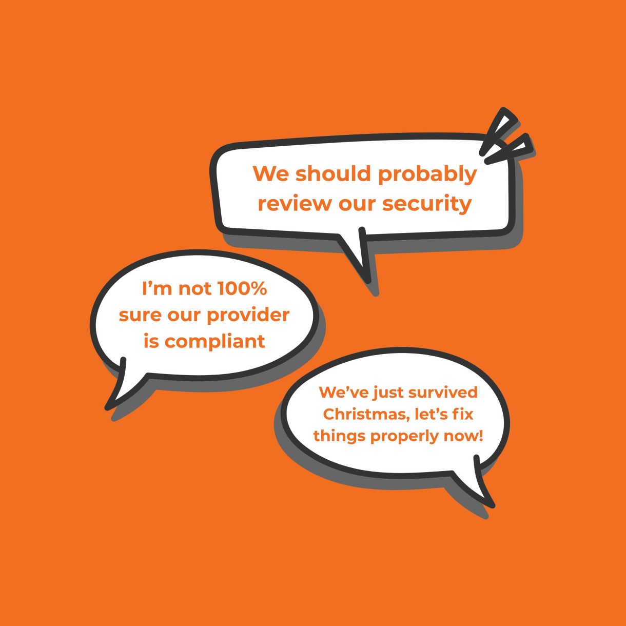 Speech bubbles with various phrases in about reviewing security providers